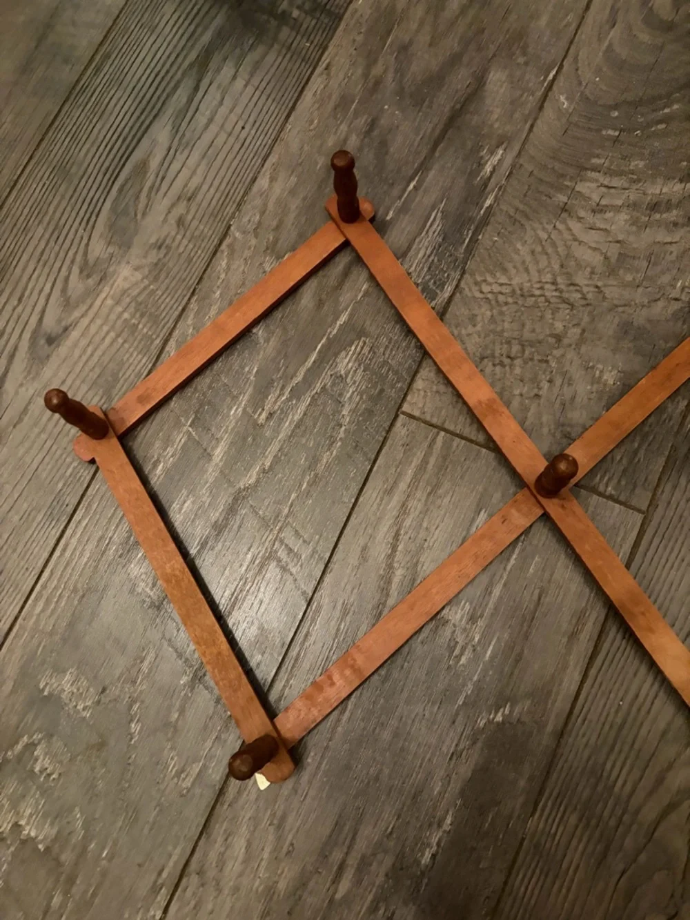 Vintage 10 Peg Accordion Wooden Wall Rack Coat Rack